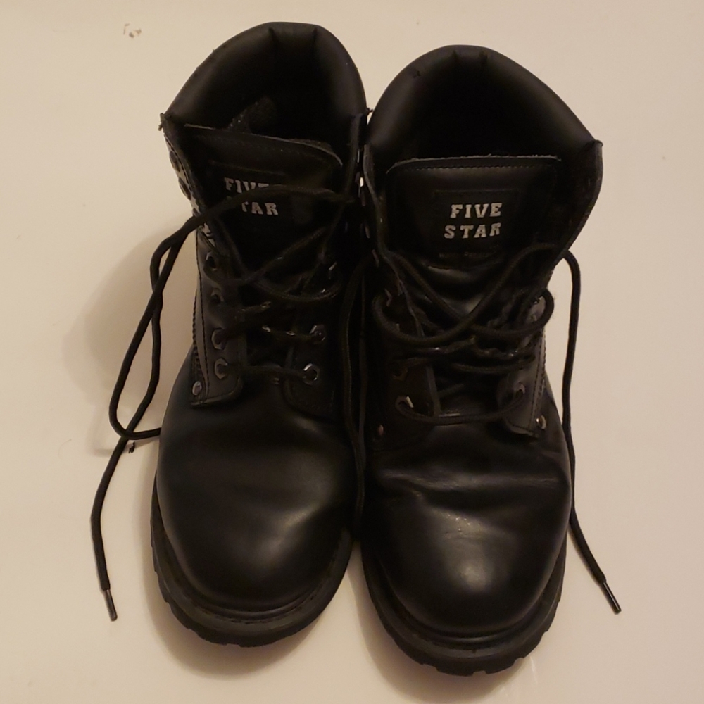 Five Star Black Leather Boots Size 8W